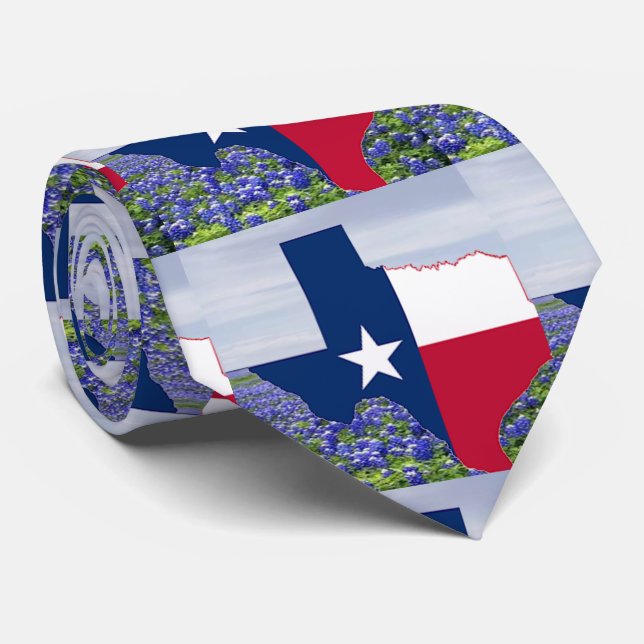 Texas Shape Texas Flagga med blåbonngarn Slips (Rullad)