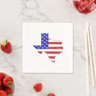 Texas Shaped American Flagga Patriotic Texan TX Pappersservett