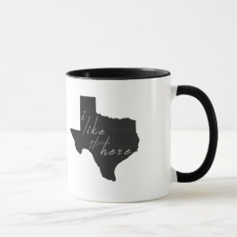 Texas Shaped I like it here Texan Black Chalkboard Mugg