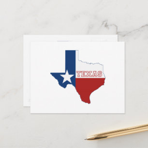 Texas Shaped Statlig flagga Rött vitt blått Lone S Vykort