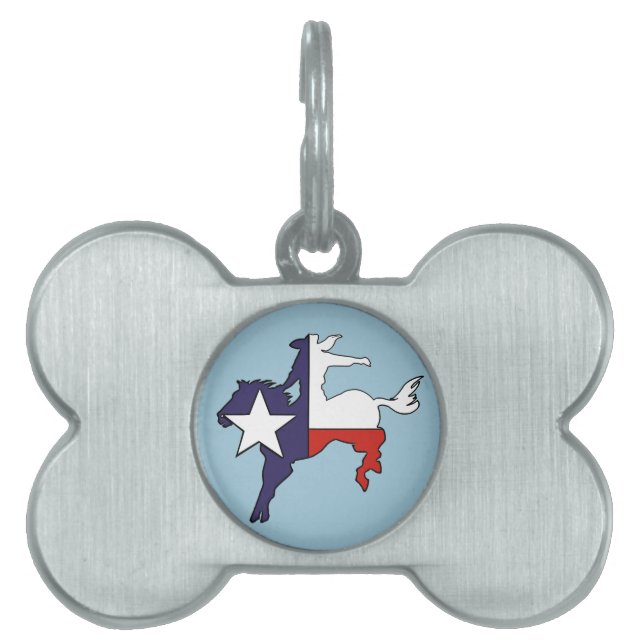 Texas skisserar att sparka bakut hästcowboyflagga ID-bricka husdjur (Framsidan)