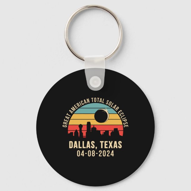 Texas Skyline Total Solar Eclipse 2024 Nyckelring (Framsida)