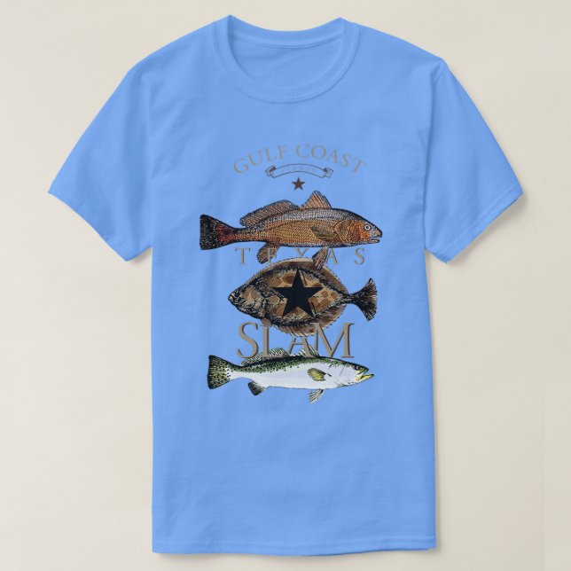 Texas Slam Fishing Red Drum Flounder Trout T Shirt (Design framsida)