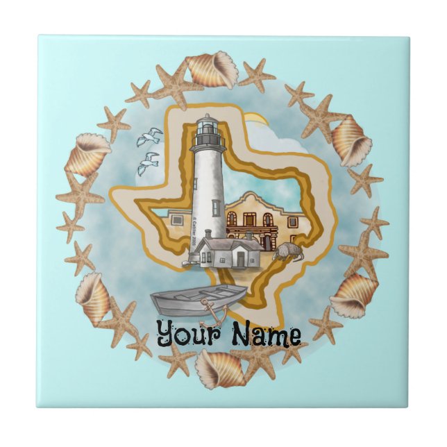 Texas Snäckas Lighthouse Tile Kakelplatta (Framsidan)