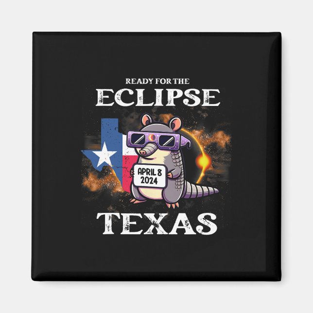 Texas Solar Eclipse 2024 April 8 Funny Armadillo F Magnet (Framsidan)