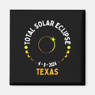 Texas Solar Eclipse 2024 Party totalt USA Karta to Magnet
