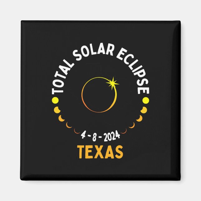 Texas Solar Eclipse 2024 Party totalt USA Karta to Magnet (Framsidan)