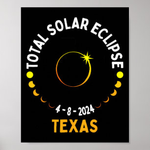 Texas Solar Eclipse 2024 Party totalt USA Karta to Poster