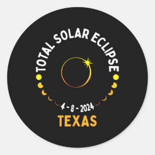 Texas Solar Eclipse 2024 Party totalt USA Karta to Runt Klistermärke