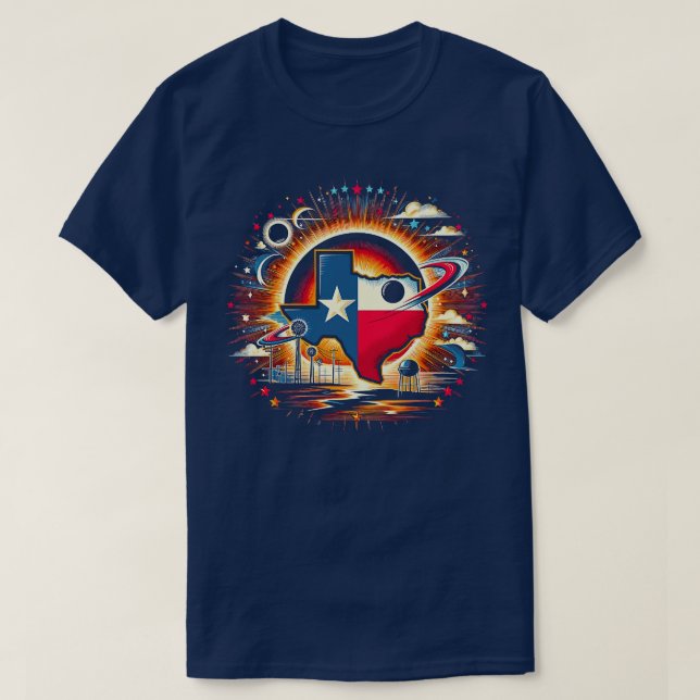 Texas Solar Eclipse 2024 Starry Natt Solar Eclips T Shirt (Design framsida)