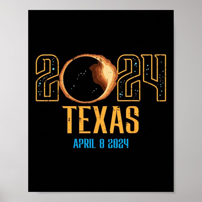 Texas Solar Eclipse 2024 Totality April 8 Manar Wo Poster (Framsidan)