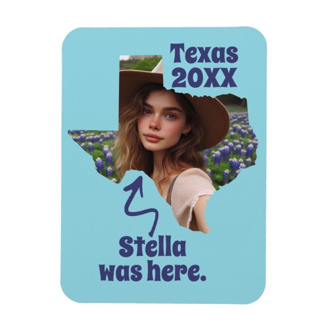 Texas Souvenir - eget namn, foto och år Magnet (Vertikal)