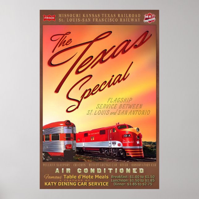 Texas Special Retro Tågplanscher MKT Katy Frisco Poster (Framsidan)