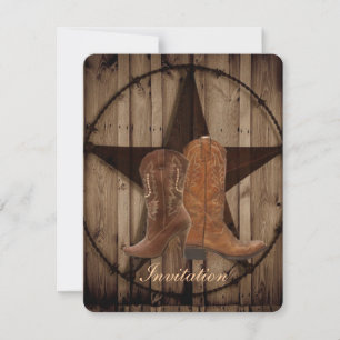 Texas Star Cowboy Stövlar Country Western Bröllop Inbjudningar
