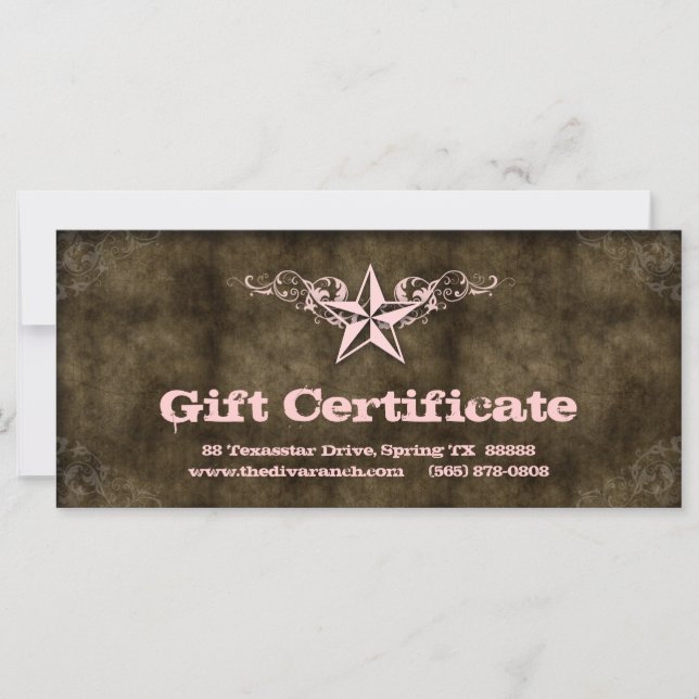 Texas Star Gift Certificate Hett Baby Rosa Brown (Framsida)