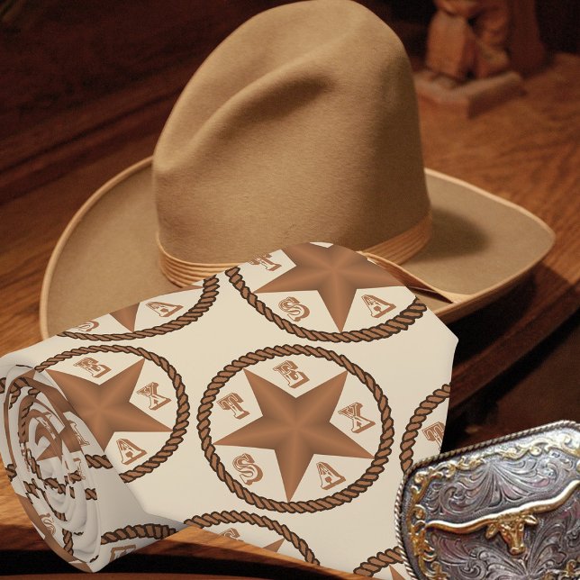 Texas Star med Rope Gräns ANY FÄRG Slips (Western Texas seal with rope border.)