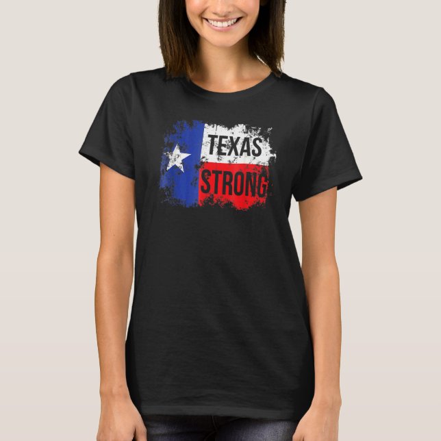Texas Starkt stöd för Texas Disted Flagga T Shirt (Framsida)