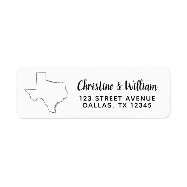 Texas State | Enkel modern svart kalligrafi Returadress Etikett (Framsidan)