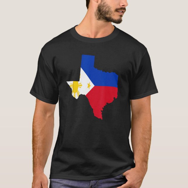 Texas State Filippinerna Flagga Shirt Filipino Her T (Framsida)