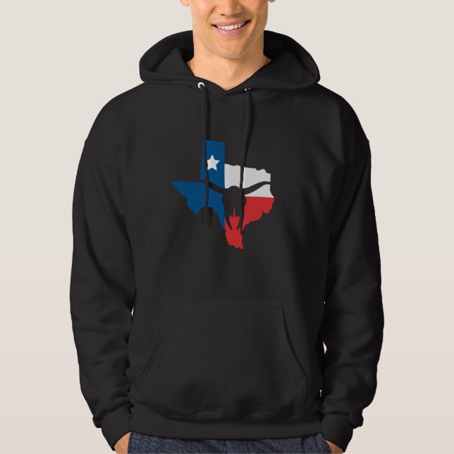 Texas State Flag Longhorn Silhouette Hoodie (Framsida)