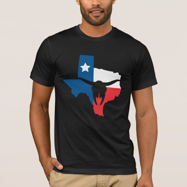 Texas State Flag Longhorn Silhouette T Shirt (Framsida)