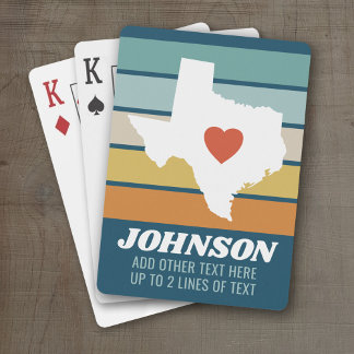 Texas State Karta Art - Anpassat namn Bröllop Reun Casinokort