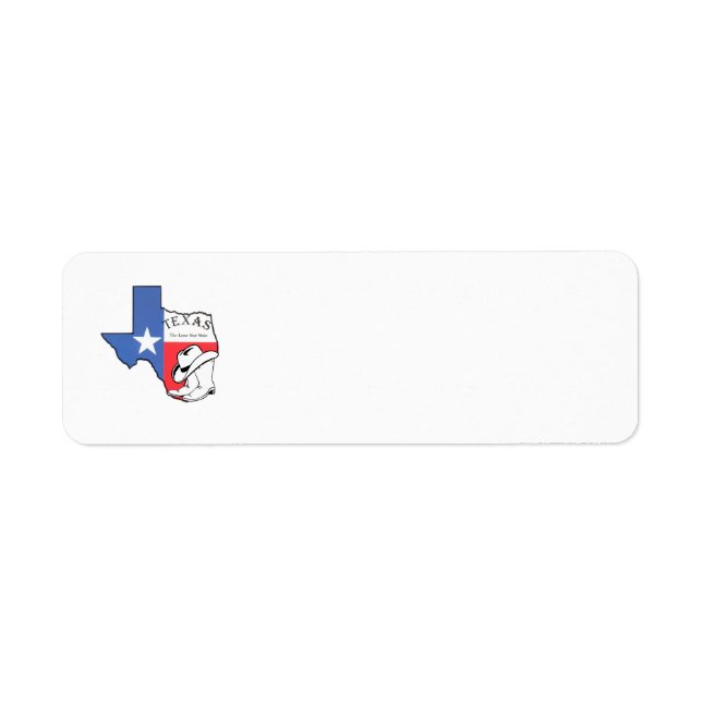 Texas State Karta med stjärnmärkning, Boots & Hat- Returadress Etikett (Framsidan)