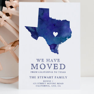 Texas State karta navy blue water home flytta Meddelande Vykort