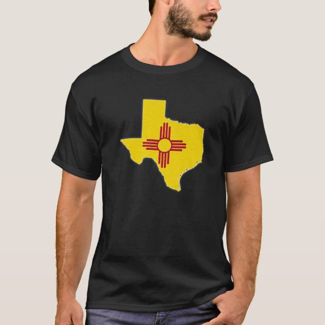 TEXAS STATE KARTA NEW MEXICO NM Flagga Roots Manar T Shirt (Framsida)