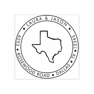 Texas State Karta Returadress Wood Stämpel