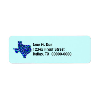 Texas State Karta Shape TX Return-adressetikett Returadress Etikett