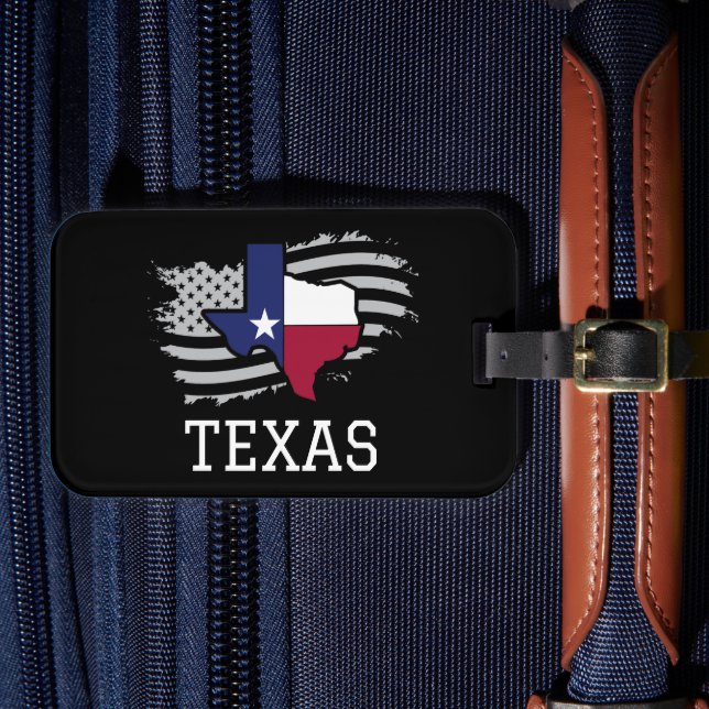 Texas State Karta USA Patriotic Texan Bagagebricka (Framsida Insitu 4)