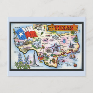 Texas State Karta vykort