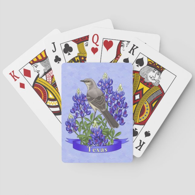 Texas State Mockingbird & Bluebonnet Flower Casinokort (Baksidan)