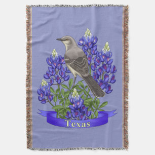 Texas State Mockingbird & Bluebonnet Flower Filt