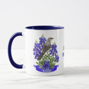 Texas State Mockingbird & Bluebonnet Flower Mugg
