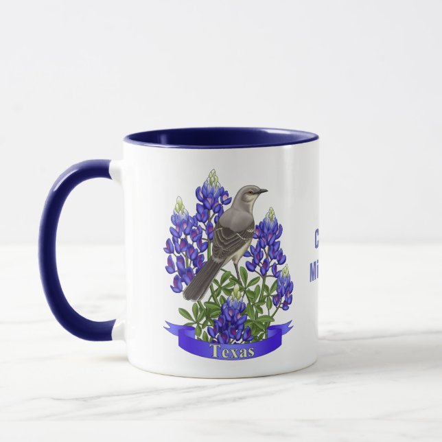 Texas State Mockingbird & Bluebonnet Flower Mugg (Vänster)