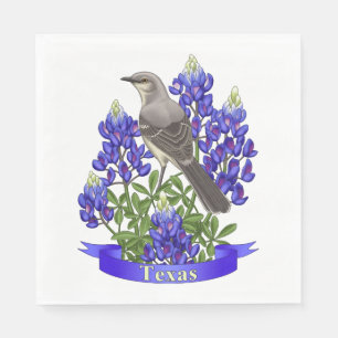 Texas State Mockingbird & Bluebonnet Flower Pappersservett