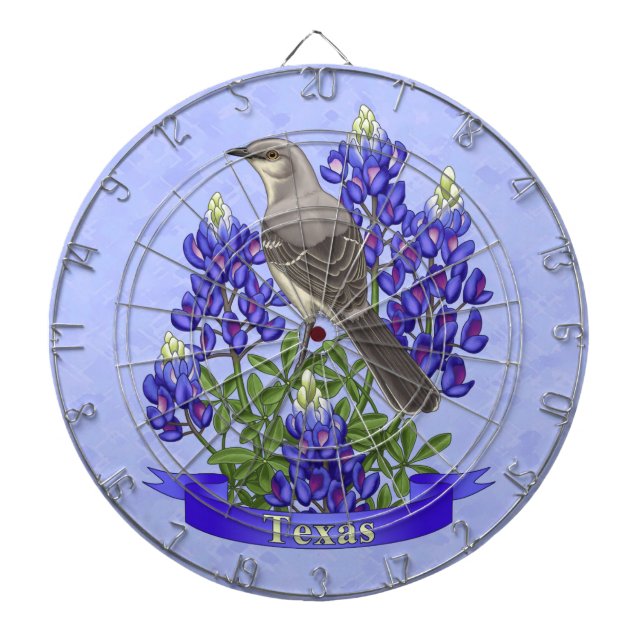 Texas State Mockingbird & Bluebonnet Flower Piltavla (Framsidan)