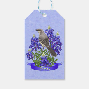 Texas State Mockingbird & Bluebonnet Flower Presentetikett
