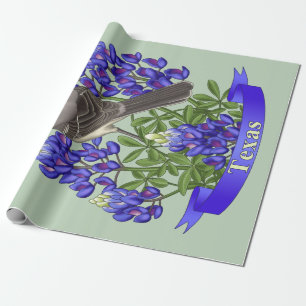 Texas State Mockingbird & Bluebonnet Flower Presentpapper