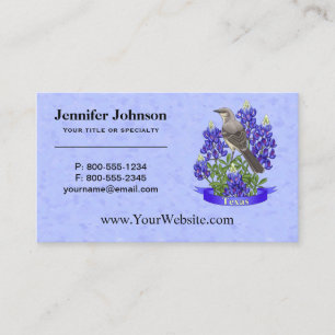 Texas State Mockingbird & Bluebonnet Flower Tidsbeställning Kort