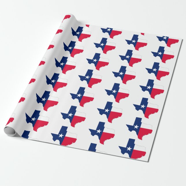Texas State Outline and Flagga Färg, Wrapping Pape Presentpapper (Utrullad)