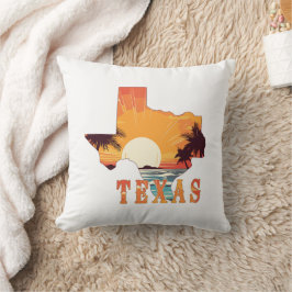 Texas State Outline Beach Sunset Kudde