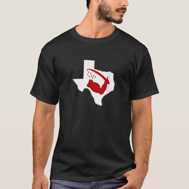 Texas State Outline Bloody Arm Goliad Flagga 1836  T Shirt (Framsida)