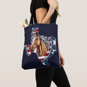 Texas State Outline USA Horse Tygkasse