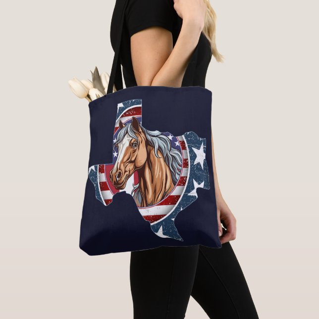 Texas State Outline USA Horse Tygkasse (Närbild)