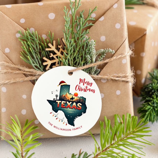 Texas State-Personlig - Helgdag - jul Gåvor Etiketter (Personalize text and name.  Matching items in collection)