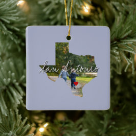 Texas State Photo infoga och namn Julgransprydnad Keramik