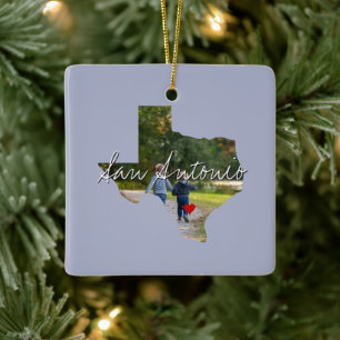 Texas State Photo infoga och namn Julgransprydnad Keramik